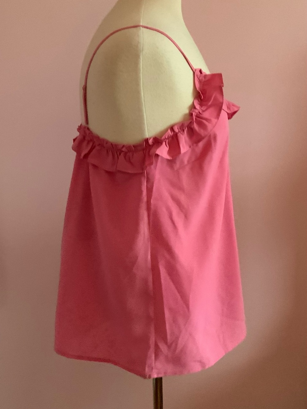 Women’s Pink Ruffle Cami Tank Top - Picture 3 of 8